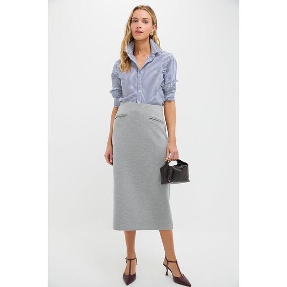 Tuckernuck Gray Herringbone Rosewell Midi Skirt Gray Size M NWT